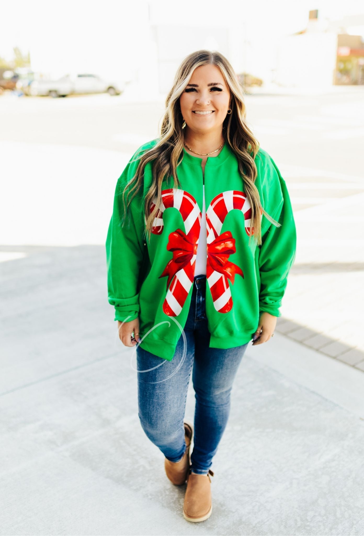 Candy Cane Bow Cardi Sweatshirt