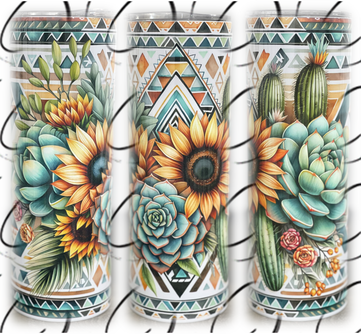 Western Aztec Succulents 20oz Skinny Tumbler