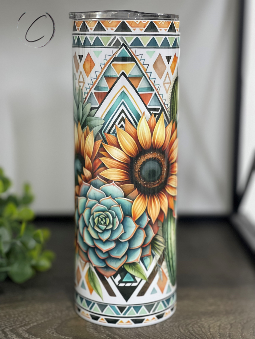 Western Aztec Succulents 20oz Skinny Tumbler