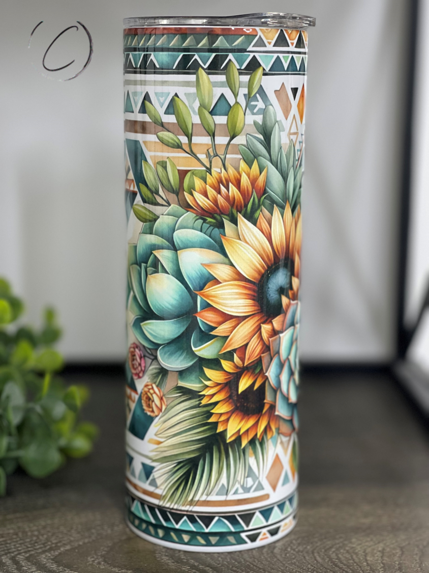Western Aztec Succulents 20oz Skinny Tumbler