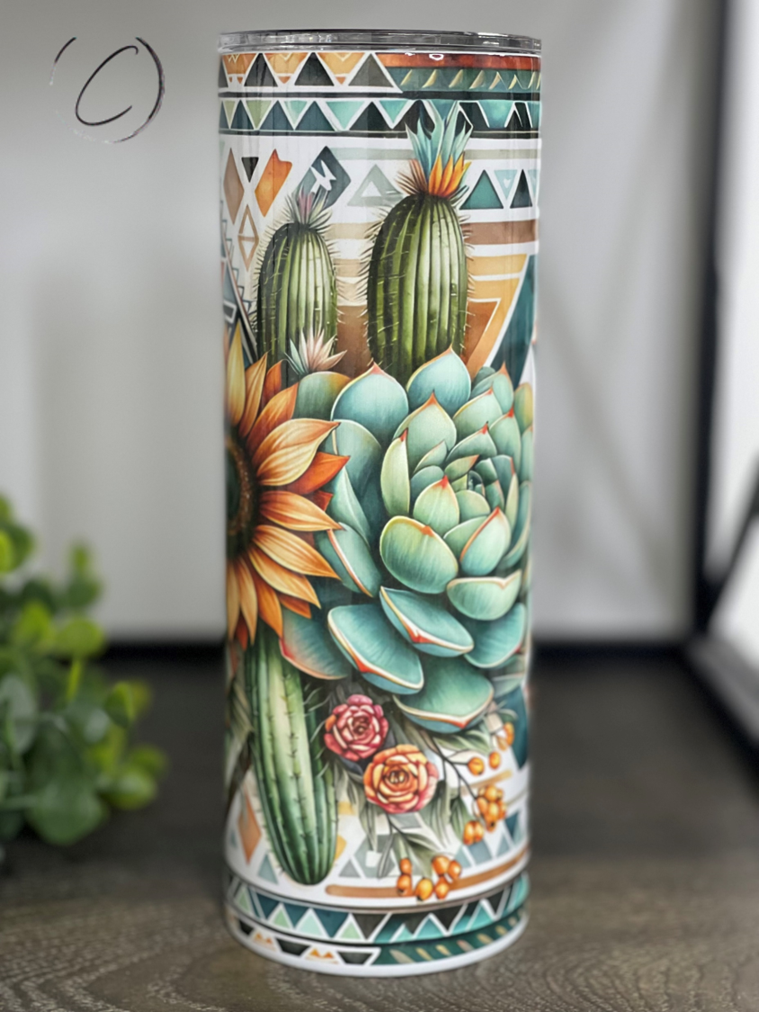 Western Aztec Succulents 20oz Skinny Tumbler