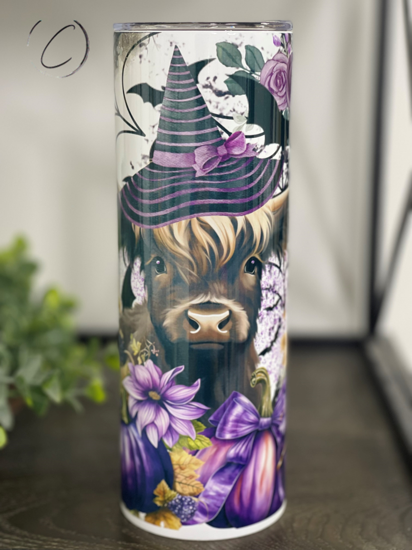 Witchy Highland Cow 20oz Skinny Tumbler