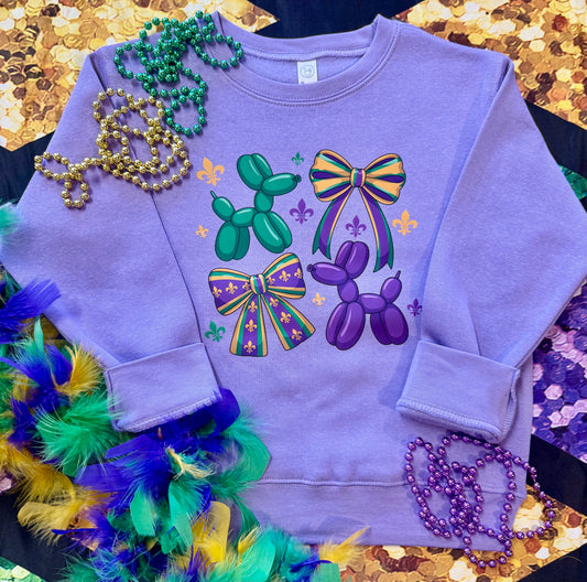 Balloon Dogs & Bows Mardi Gras Sweatshirt/Tee