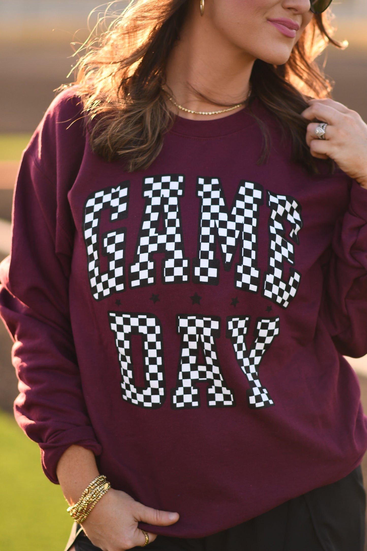 RTS Maroon Checkered Game Day Sweatshirt