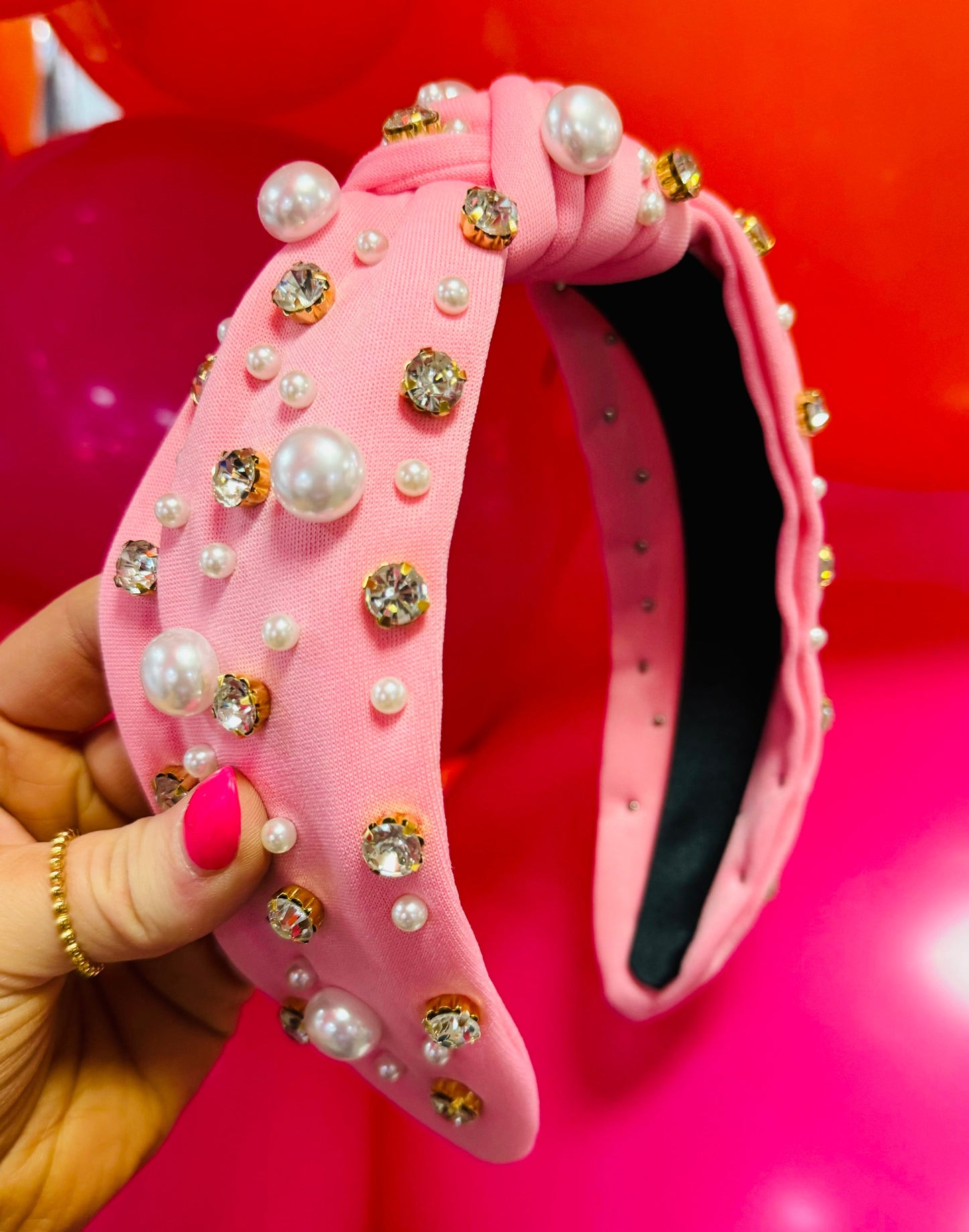 RTS Pink Rhinestone Pearl Headband
