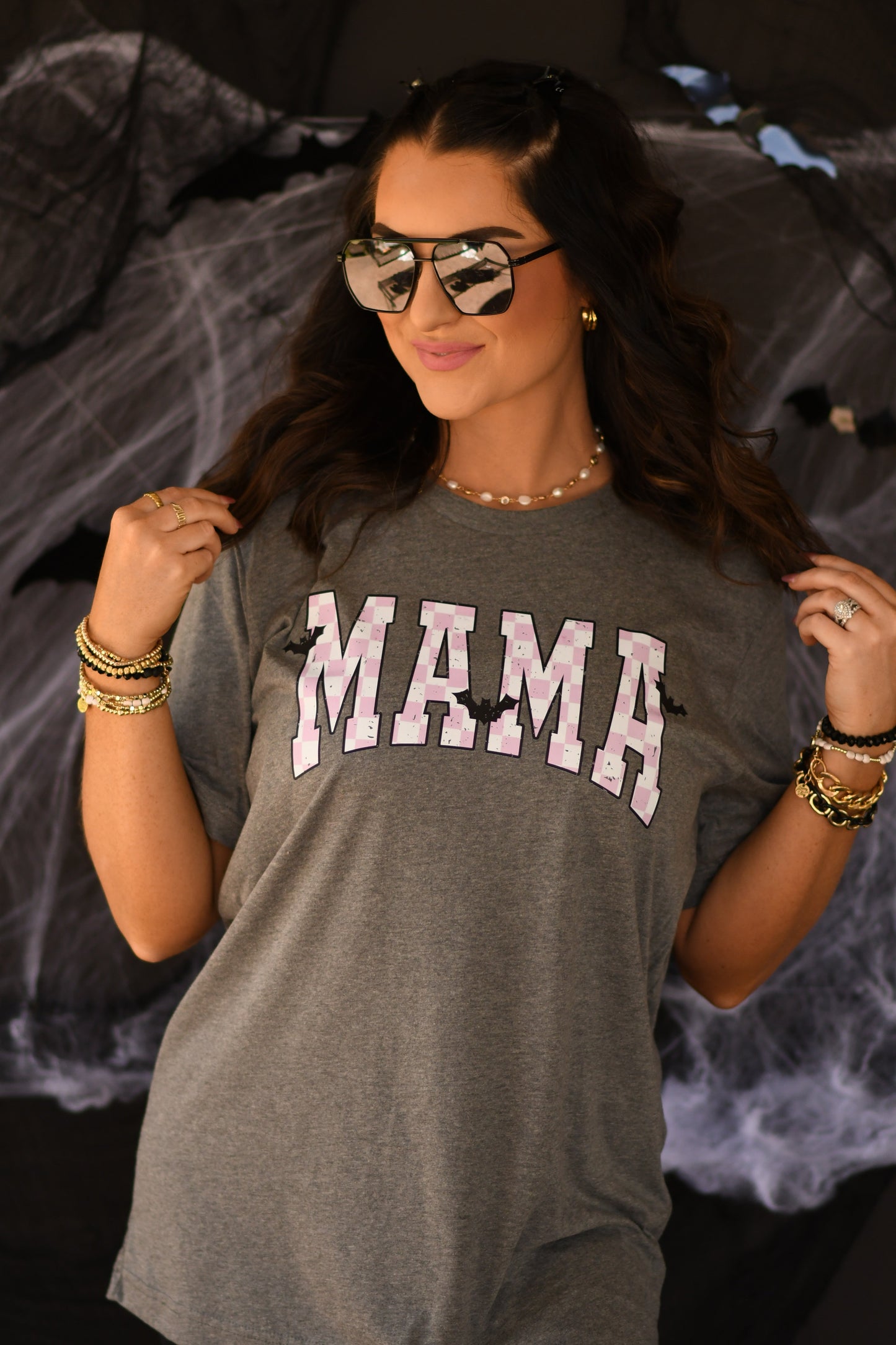 Mama Checkered Bats Tee