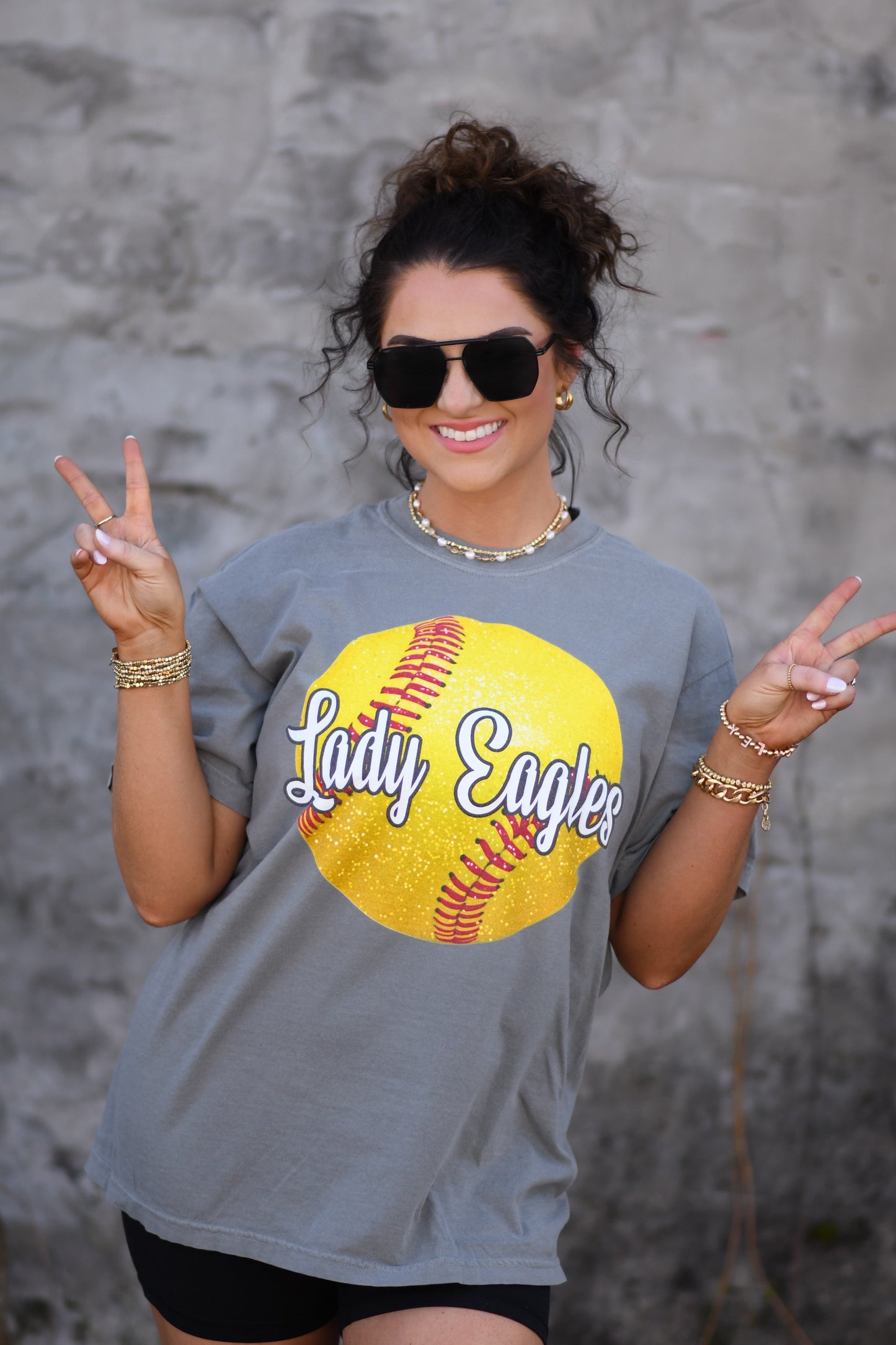 Custom Faux Glitter Softball Tee