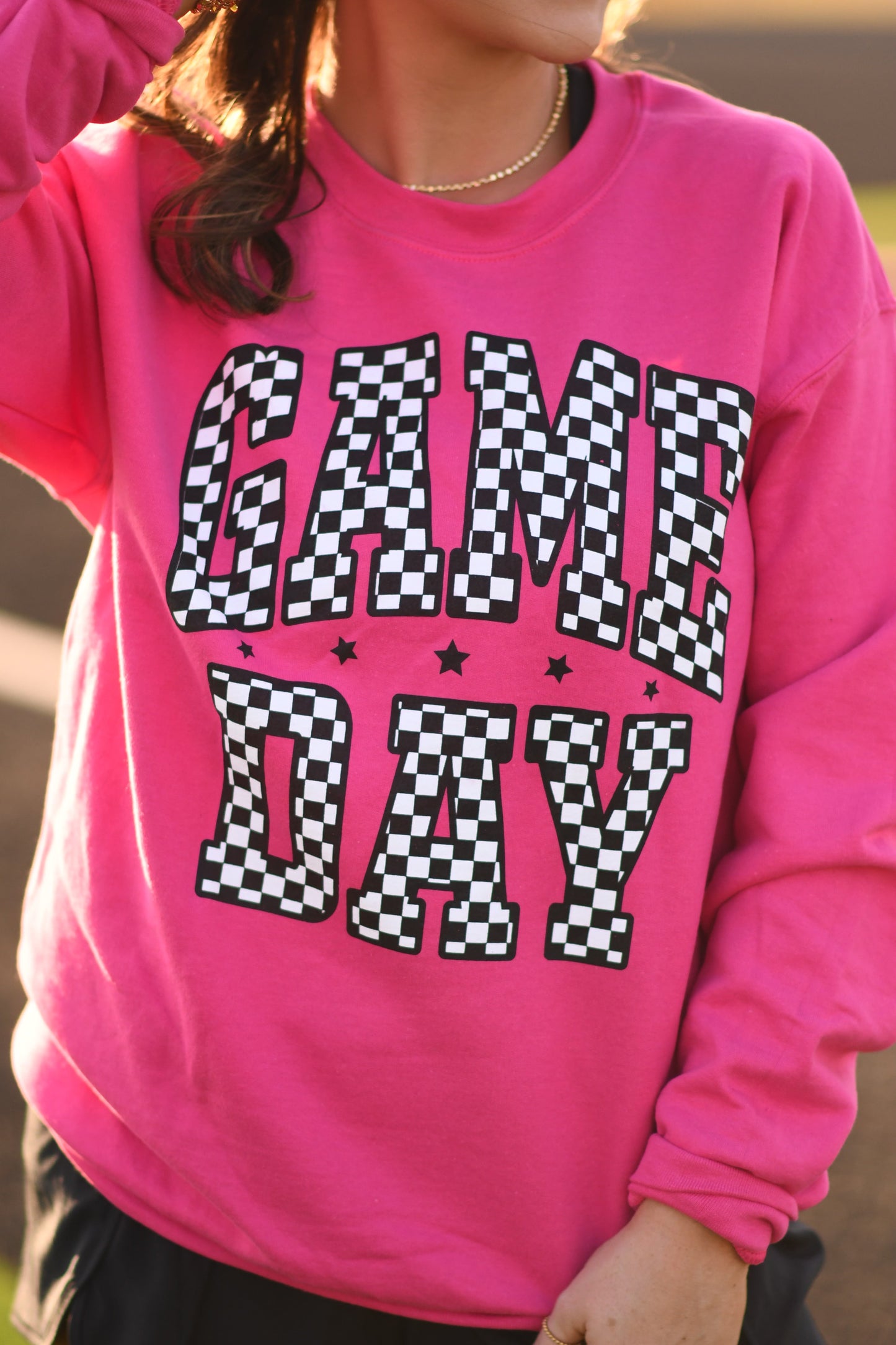 RTS Hot Pink Checkered Game Day Sweatshirt