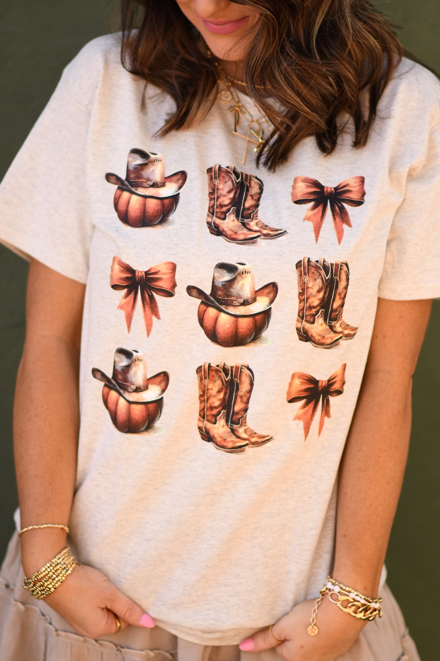 Pumpkin Boots & Bows Tee