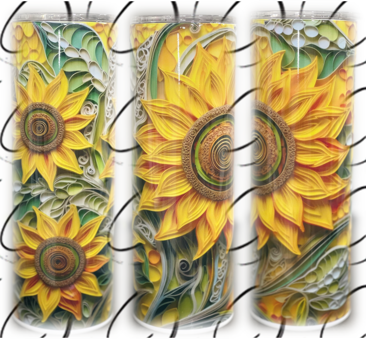 3D Sunflower 20oz Skinny Tumbler