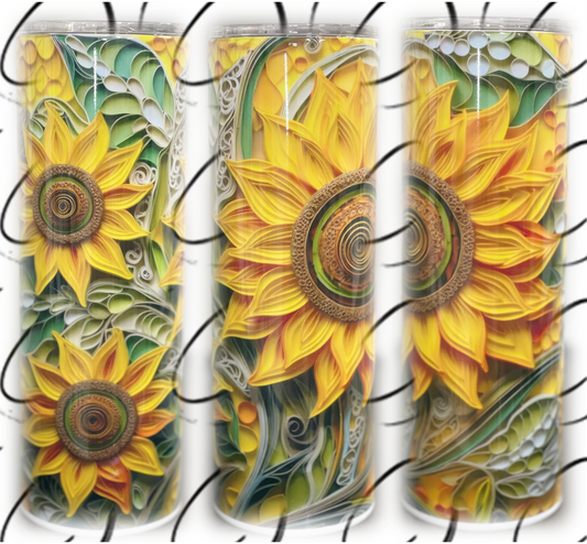 3D Sunflower 20oz Skinny Tumbler