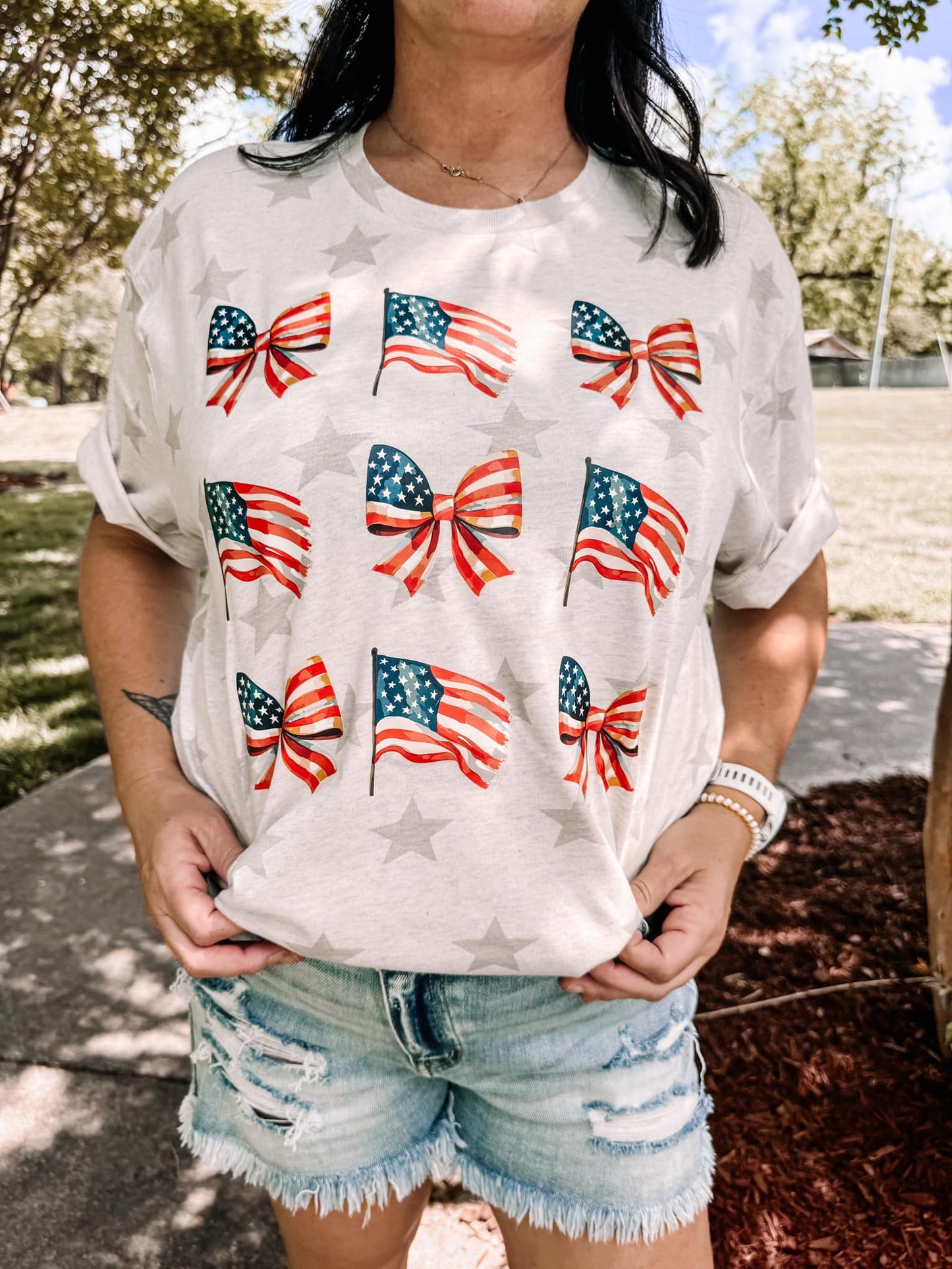 Natural Star Patriotic Coquette Flag Graphic Tee