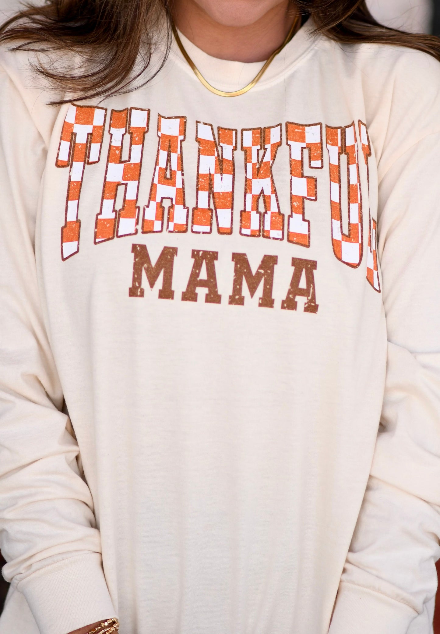 Checkered Thankful Mama Tee/Long Sleeve