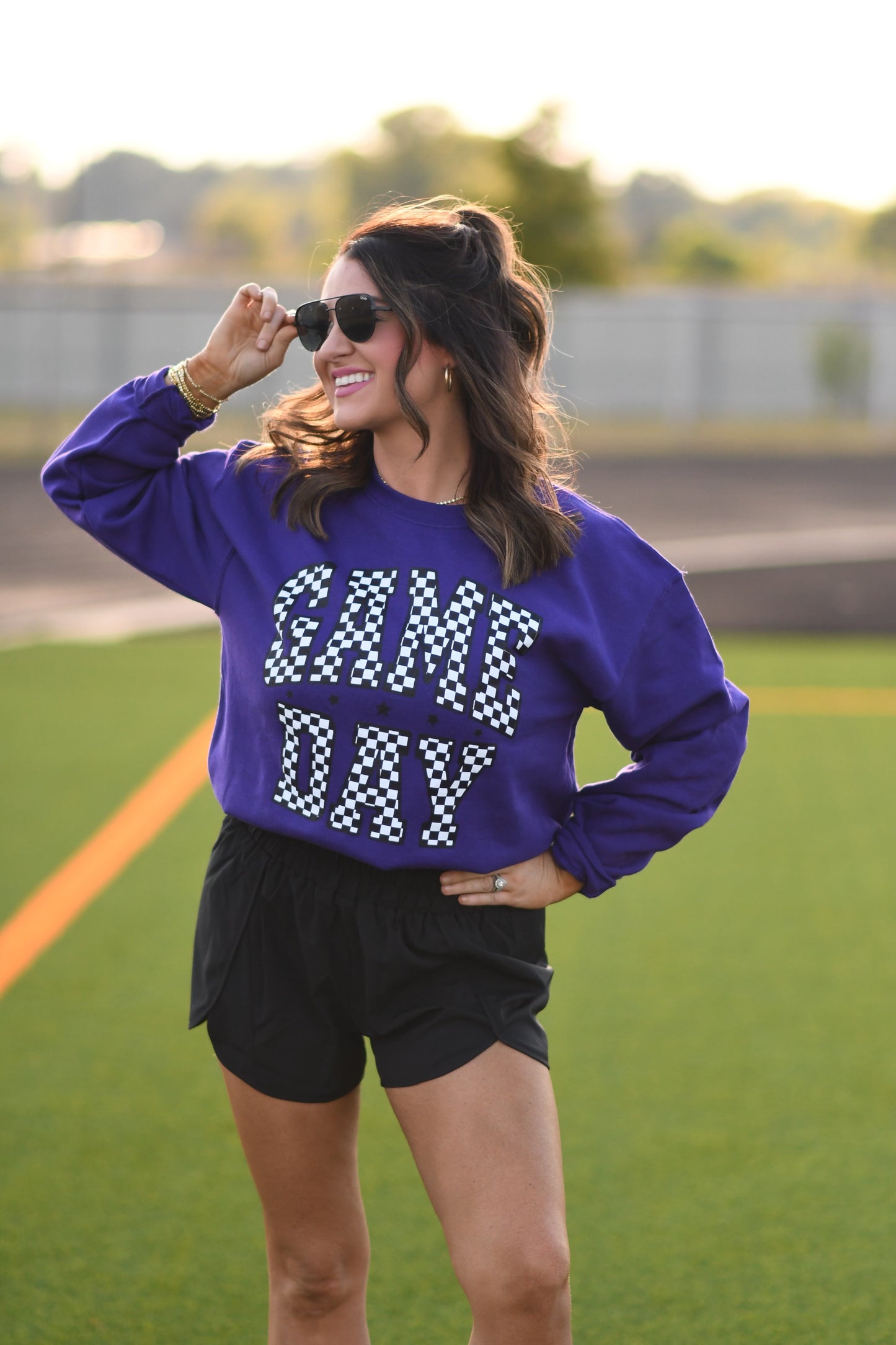 RTS Purple Checkered Game Day Sweatshirt