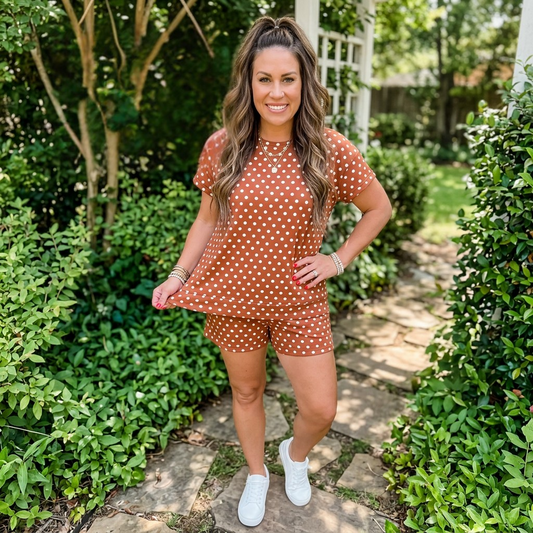Polka Dot Print Short Set