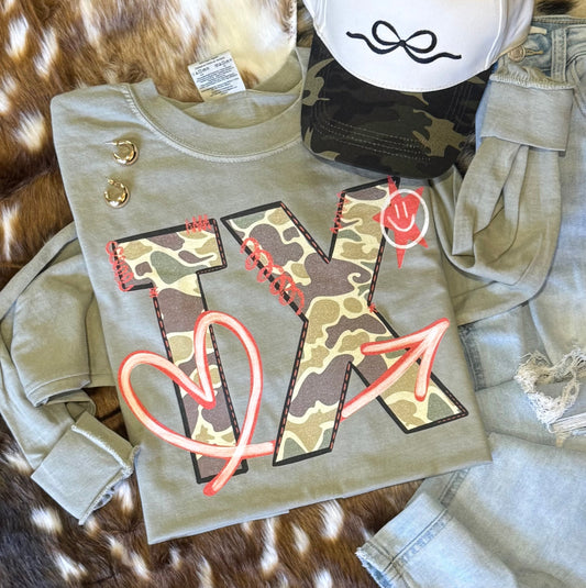 TX Camo Doodle State Tee/Long Sleeve
