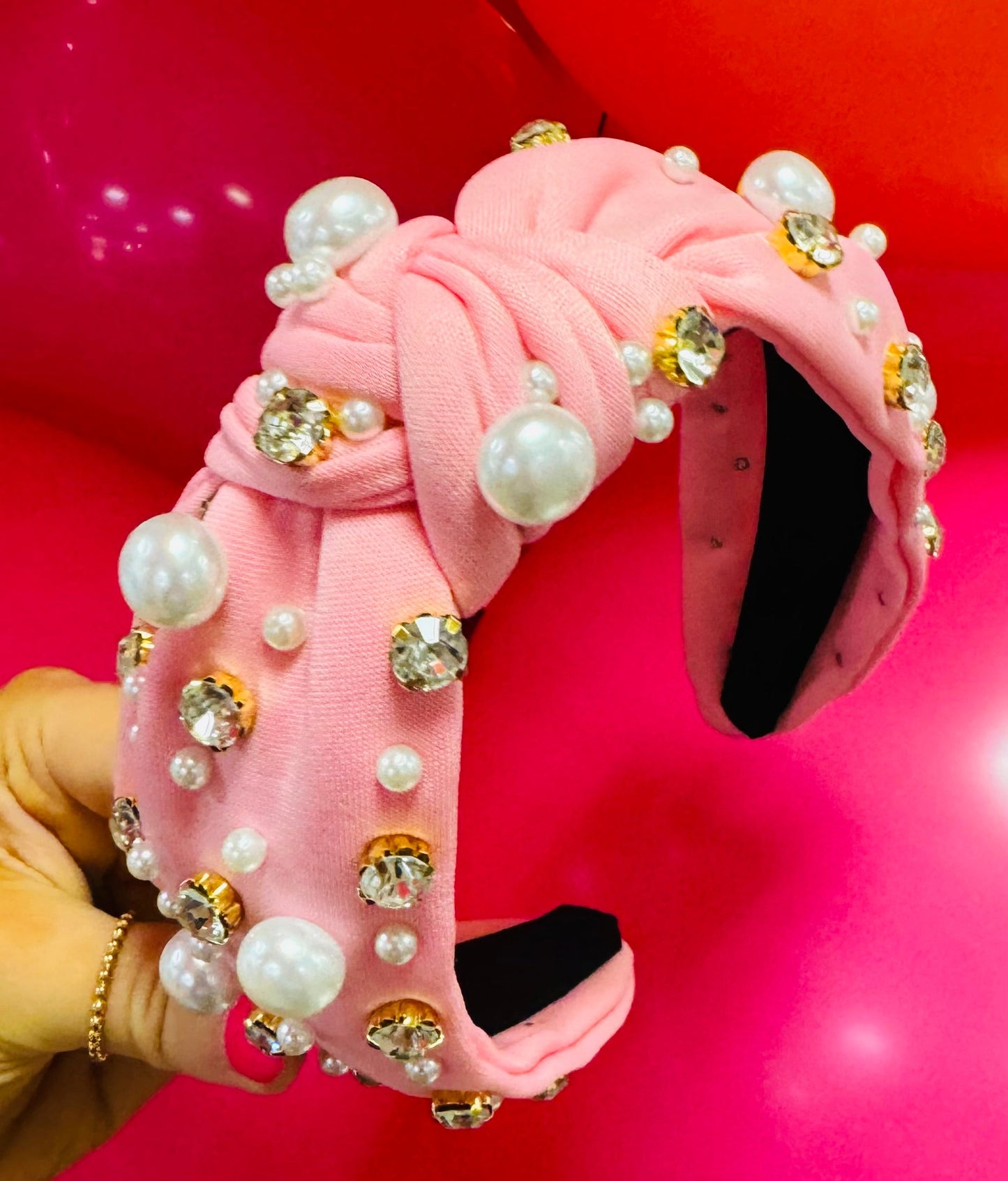 RTS Pink Rhinestone Pearl Headband