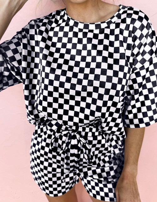 Checkered Top and Short Casual 2pcs Set