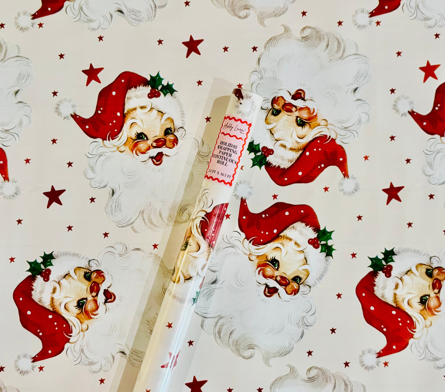 RTS Vintage Santa Stars Wrapping Paper Roll