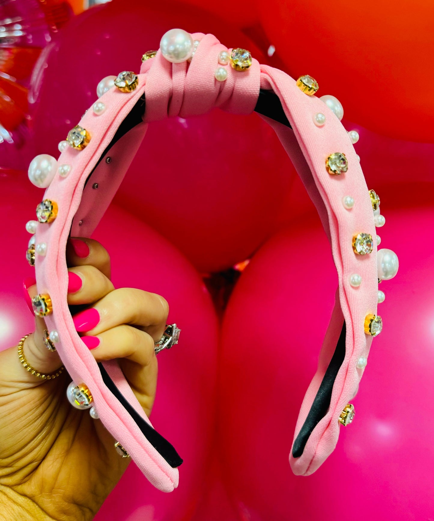 RTS Pink Rhinestone Pearl Headband