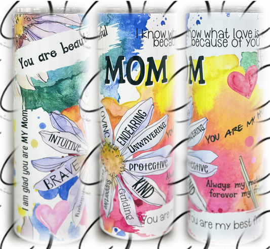 Abstract Mom Words 20oz Skinny Tumbler