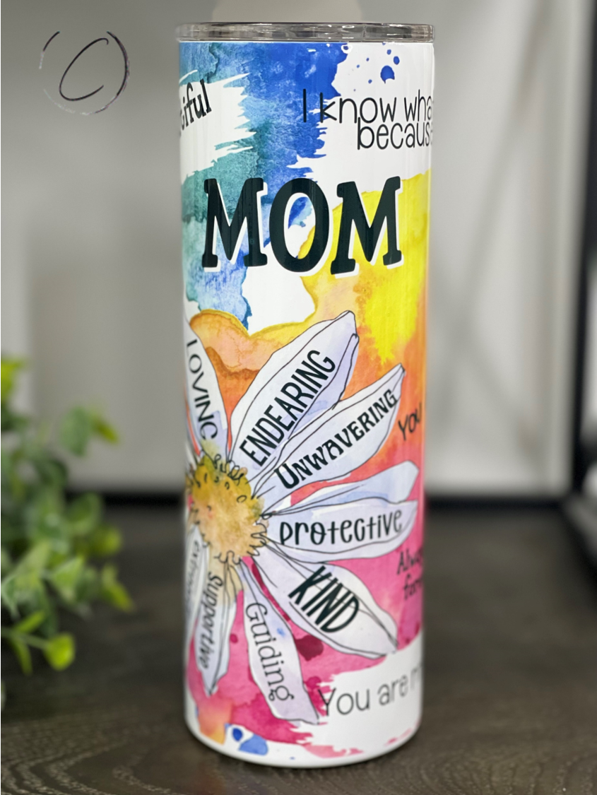 Abstract Mom Words 20oz Skinny Tumbler