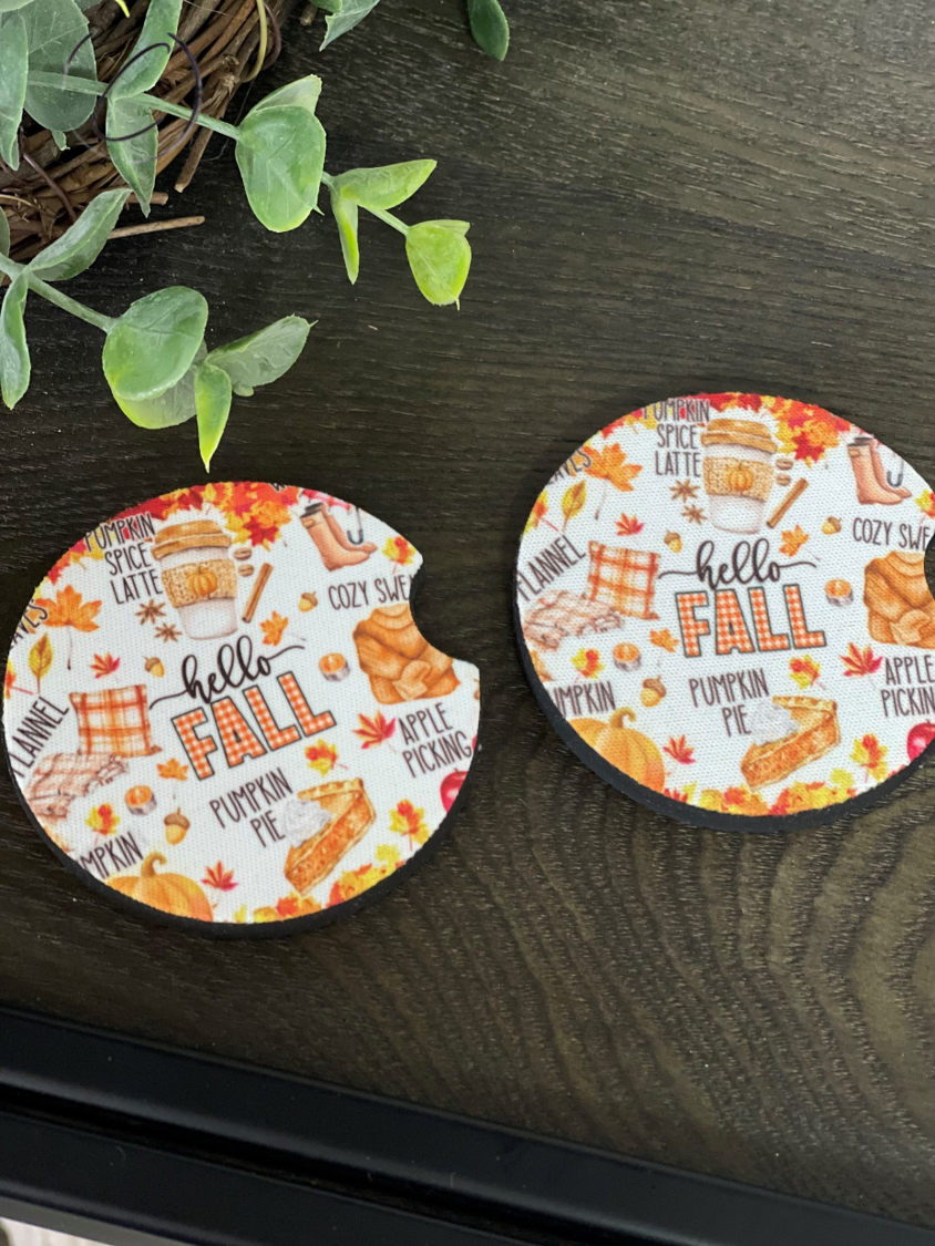 All Things Fall Neoprene Car Coaster Set