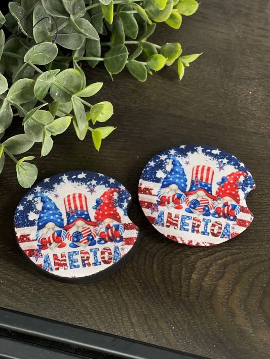 America Gnomes Car Coaster Set