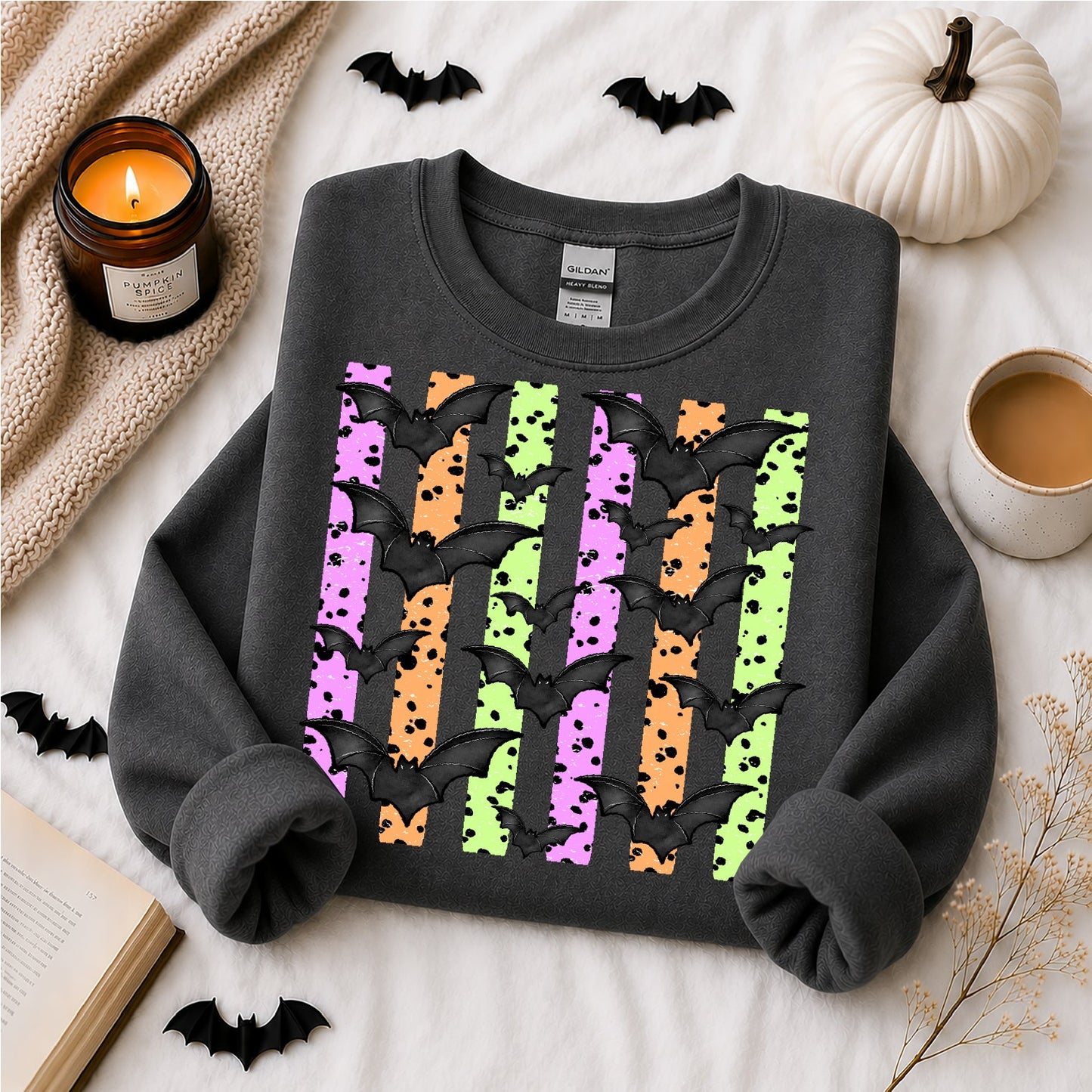 Halloween Striped Bats Tee & Sweatshirt