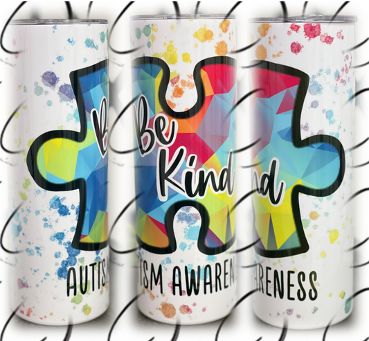 Be Kind Autism Awareness 20oz Skinny Tumbler