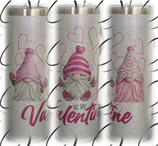 Be Mine Valentine Gnomes 20oz Glitter Skinny Tumbler