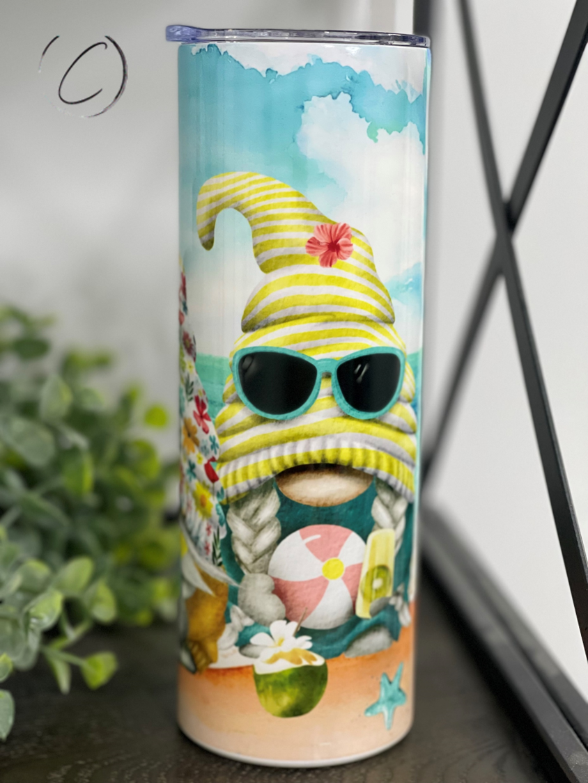 Beach Gnomes 20oz UV Orange Skinny Tumbler