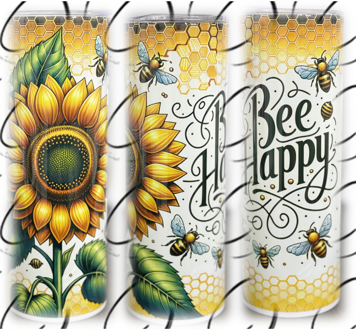 Bee Happy Sunflower 20oz Skinny Tumbler