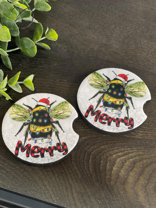 Bee Merry Car Coaster Set