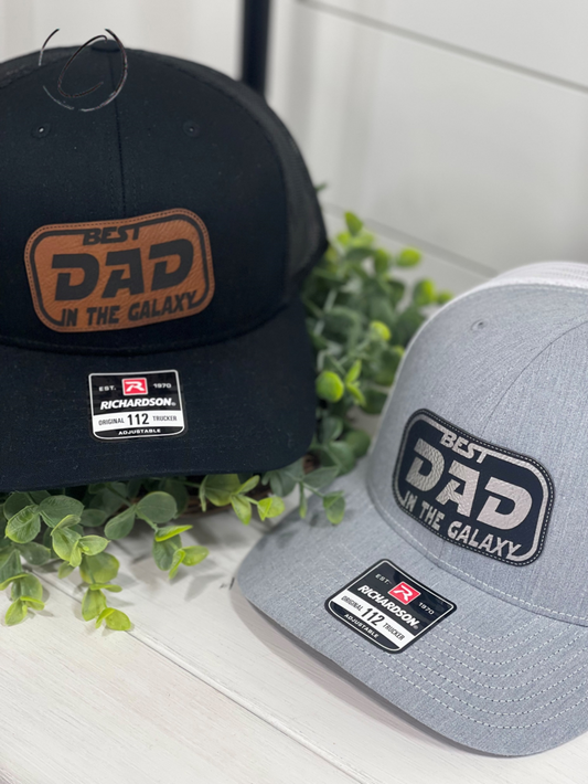 Adult Best Dad In The Galaxy Patch Snapback Hat