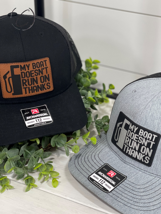 Adult Boat Doesn't Run On Thanks Patch Snapback Hat