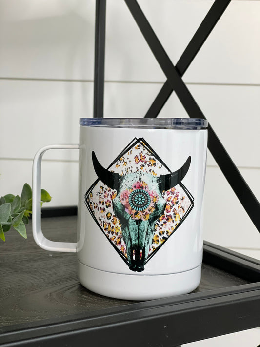 Boho Bull Skull 11oz Travel Mug