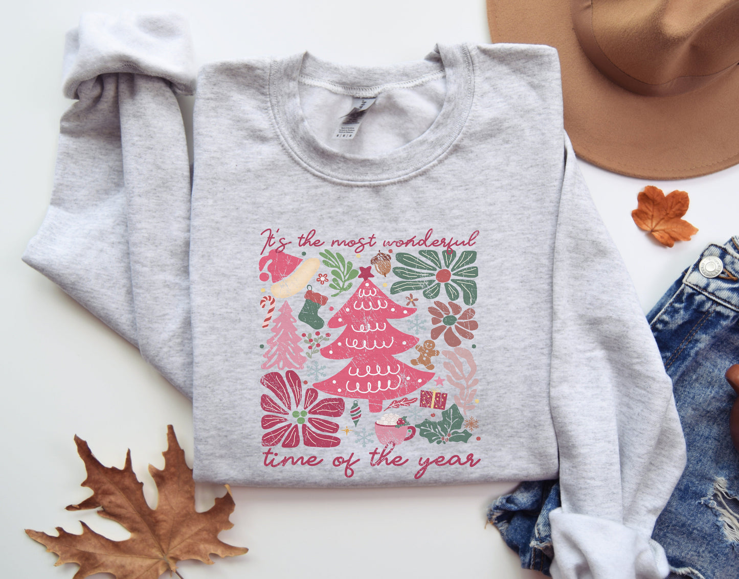 Boho Floral Christmas Tree Sweatshirt