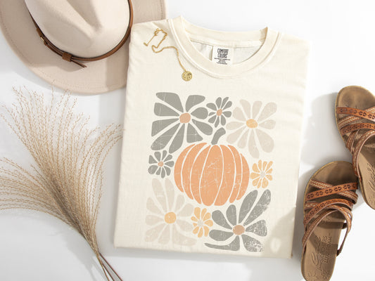 Boho Floral Fall Pumpkin Graphic Tee