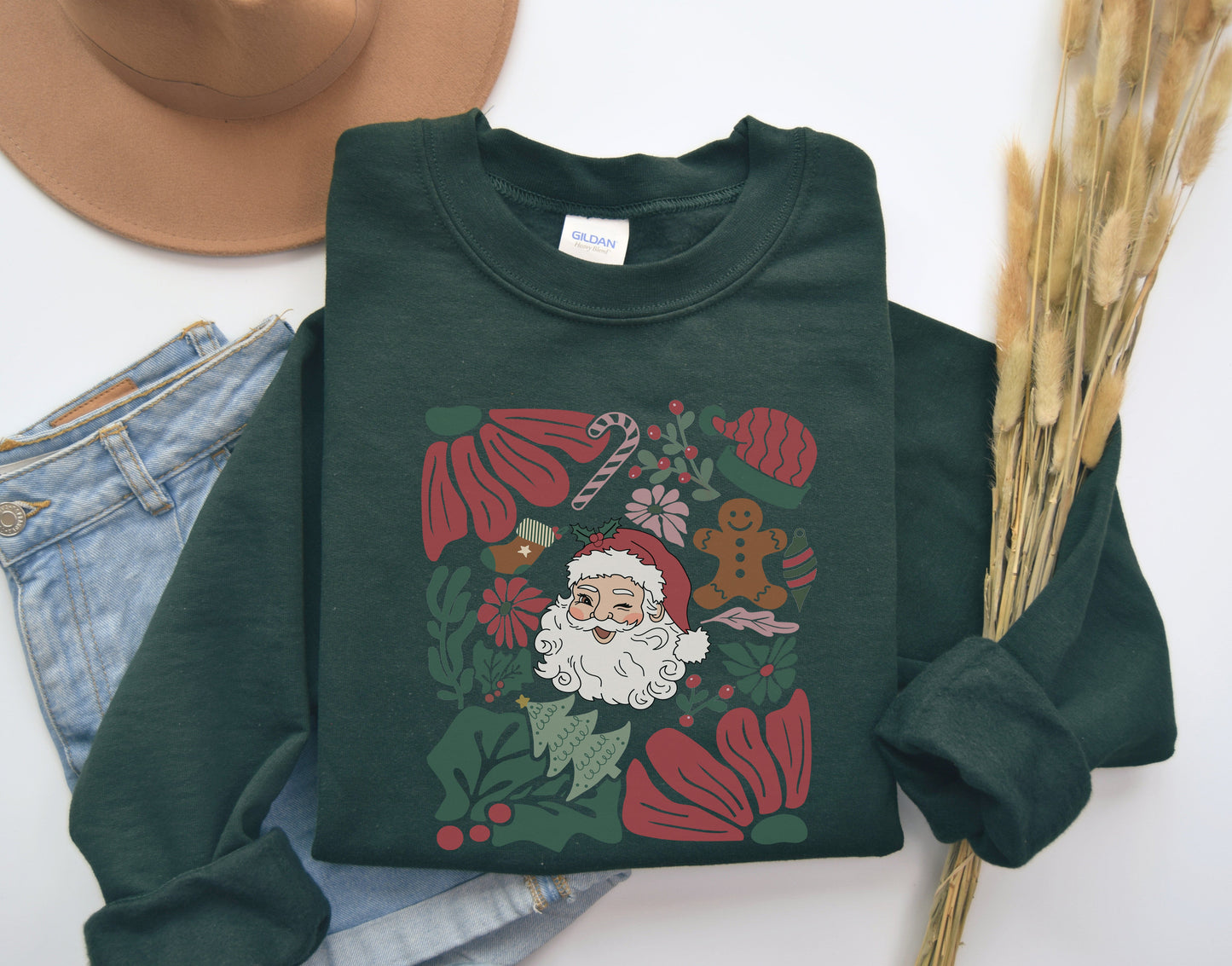 Boho Floral Santa Sweatshirt