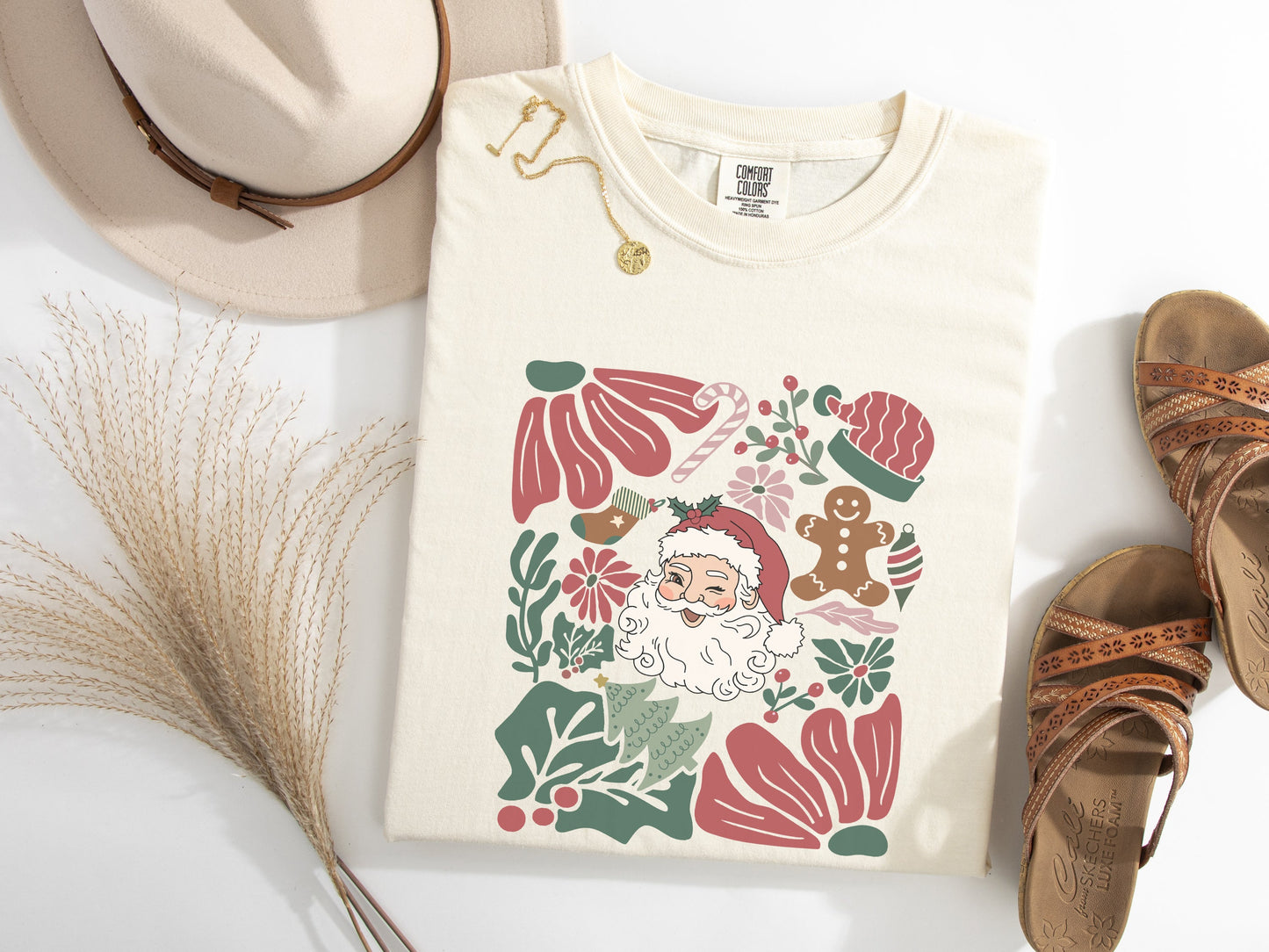 Boho Floral Santa Graphic Tee