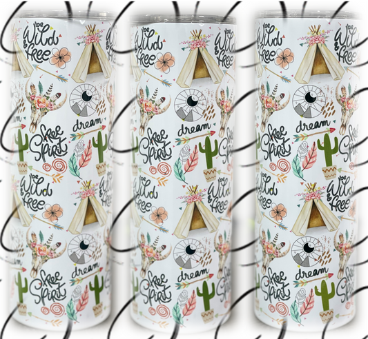 Boho Wild & Free 20oz Skinny Tumbler