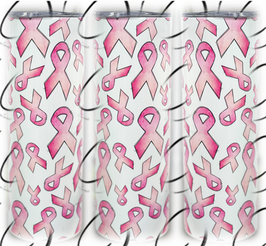 Breast Cancer Awareness Ribbon 20oz UV Pink Skinny Tumbler