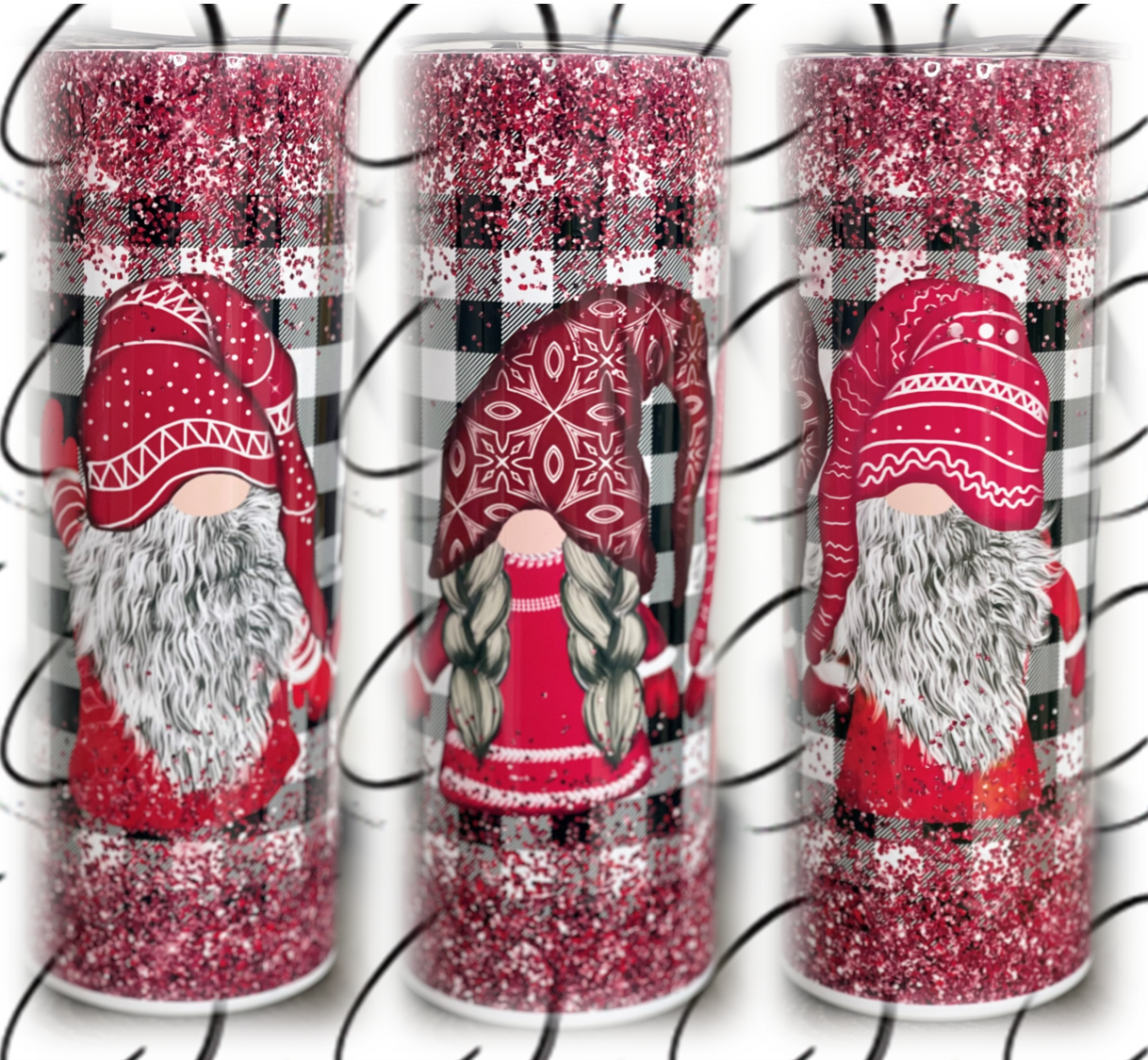 Buffalo Plaid Gnomes 20oz Skinny Tumbler