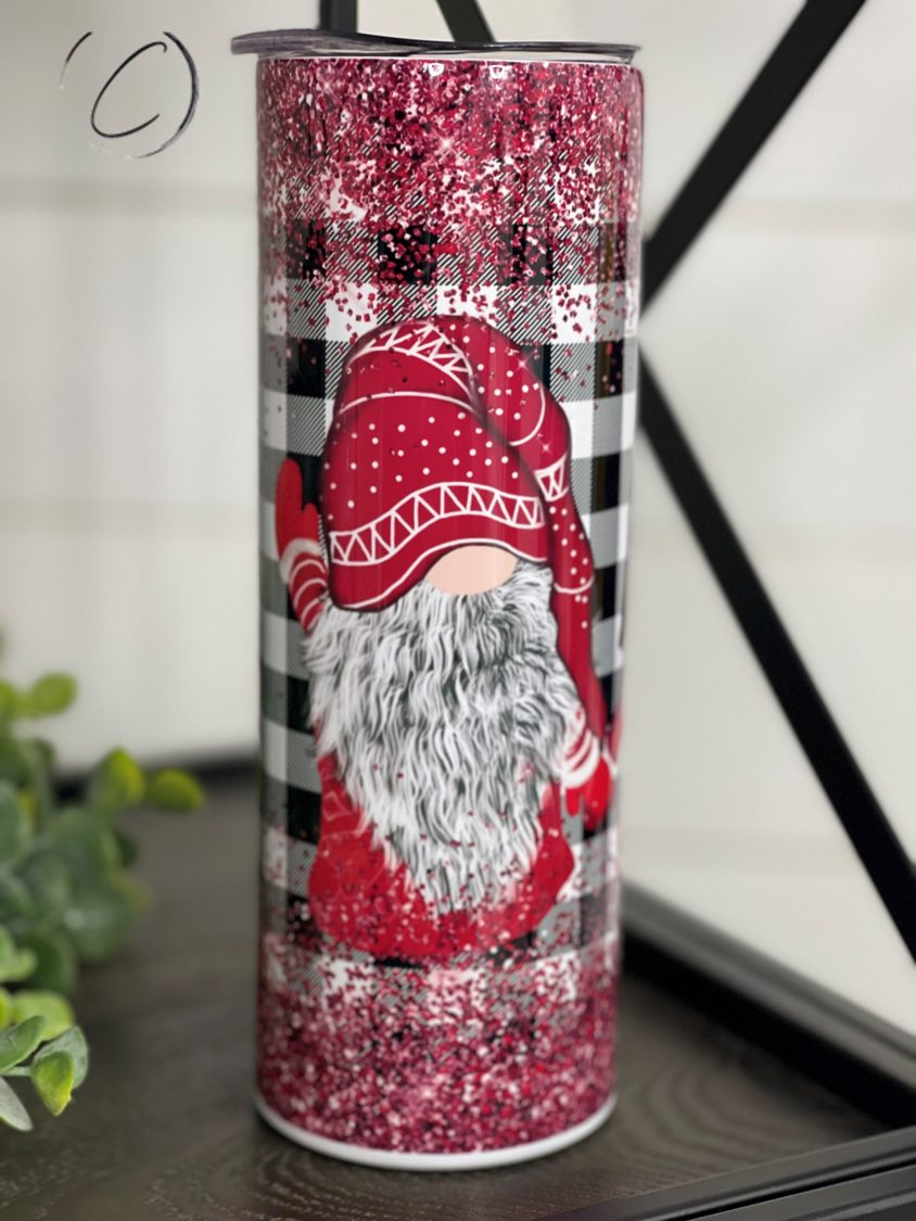 Buffalo Plaid Gnomes 20oz Skinny Tumbler