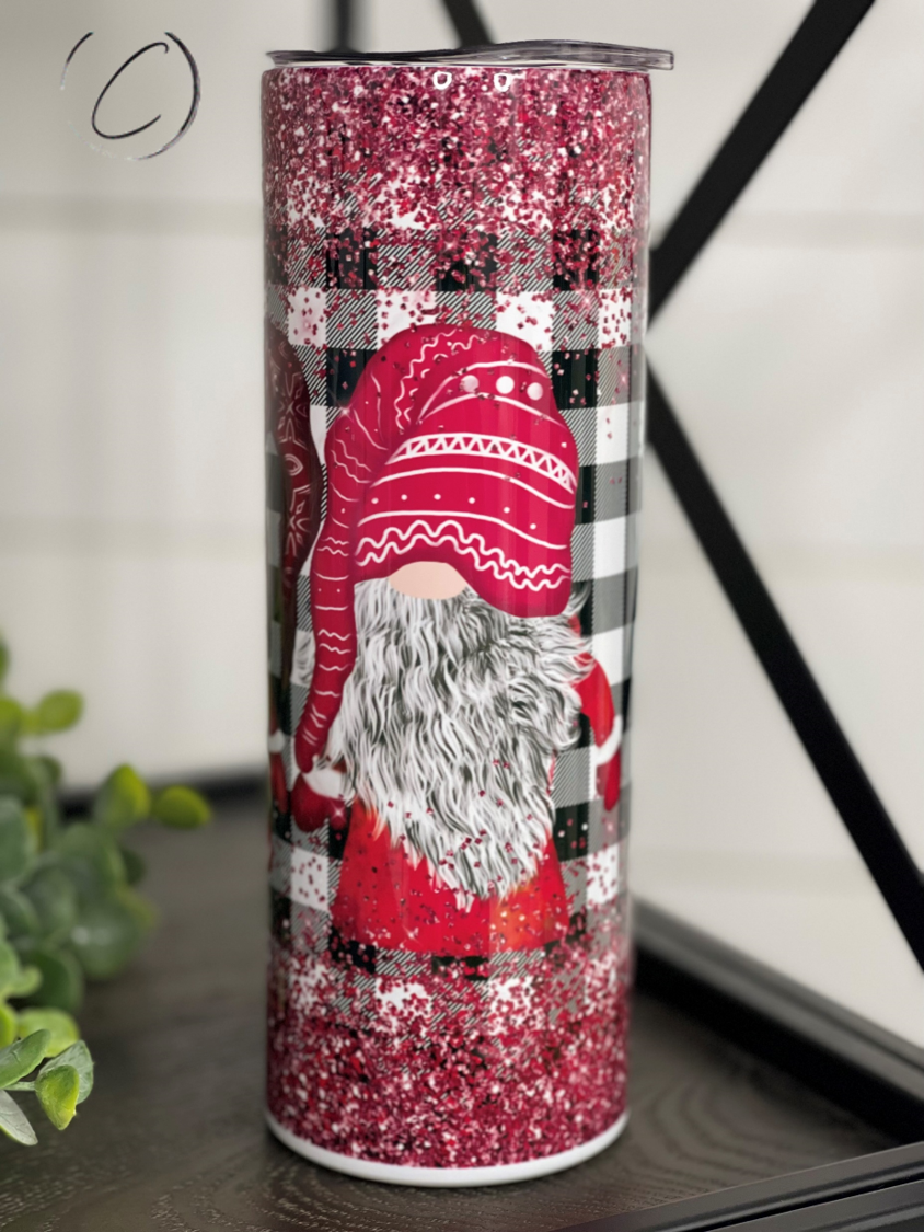 Buffalo Plaid Gnomes 20oz Skinny Tumbler