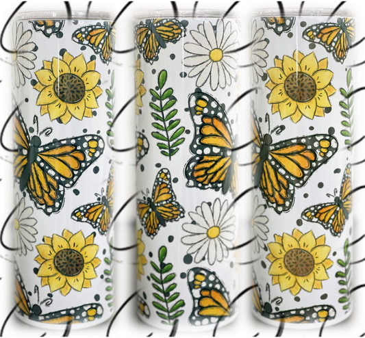 Butterflies & Wild Flowers 20oz Skinny Tumbler