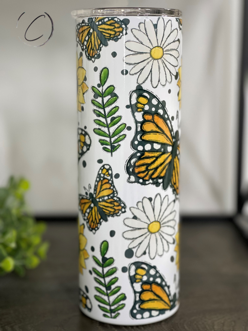 Butterflies & Wild Flowers 20oz Skinny Tumbler