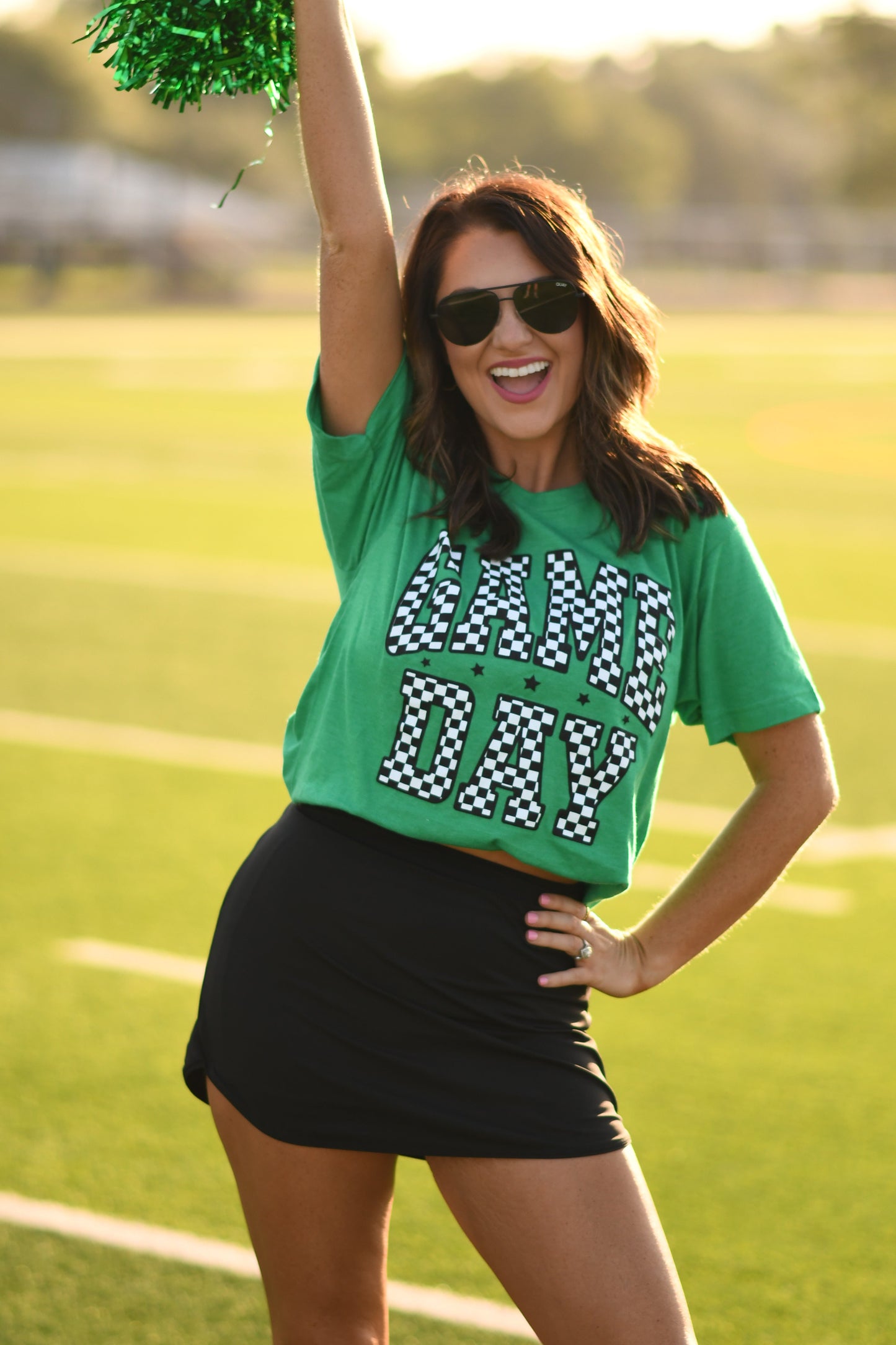 RTS Kelly Green Checkered Game Day Tee