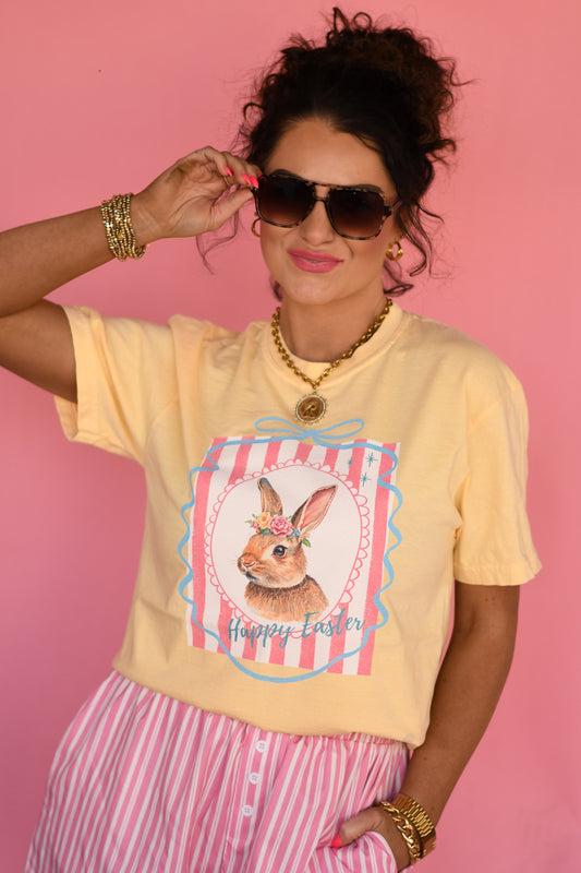 Happy Easter Stripe Bunny Tee